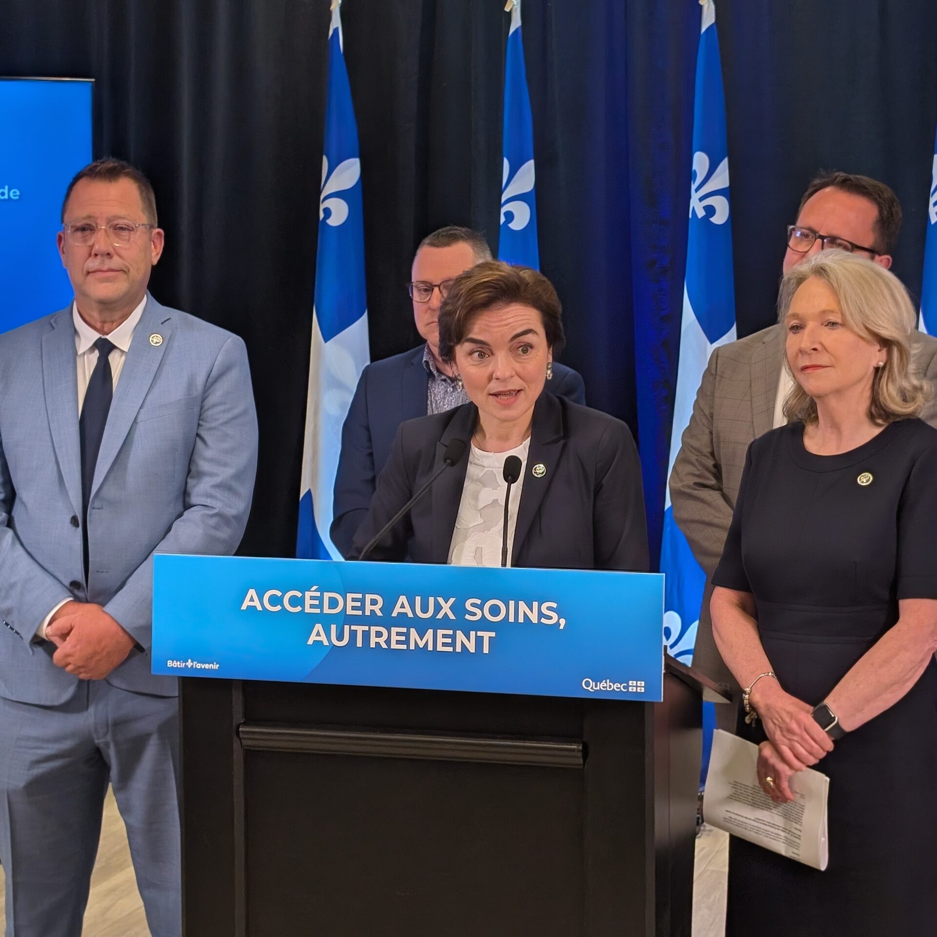 La première ministre Christine Fréchette a annoncé l’implantation de deux projets pilotes en santé dans Lanaudière. (Photo Médialo - Jason Joly)