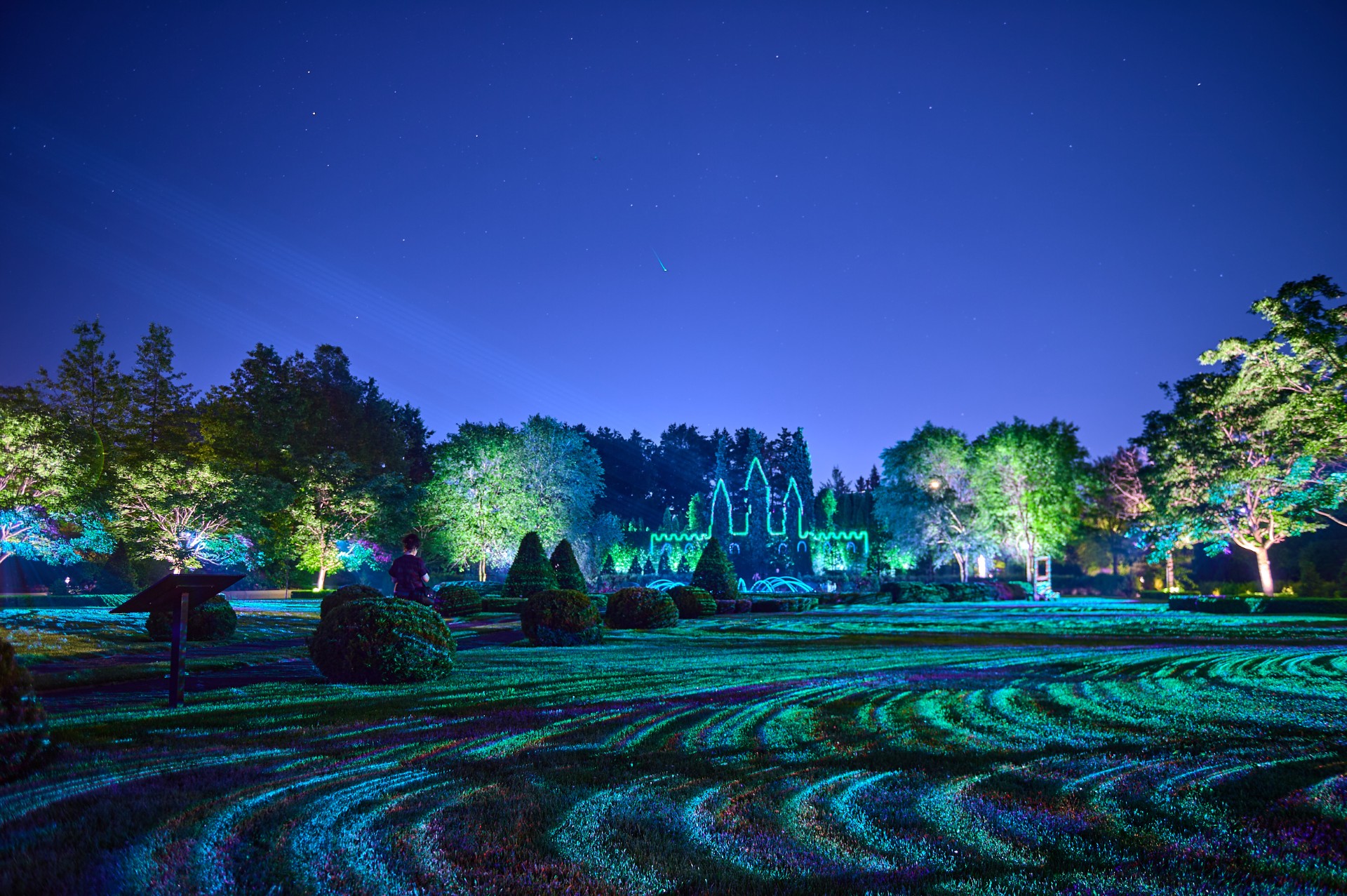 Le projet Allégeance, illuminations, disponible seulement une fois la nuit tombée, propose un parcours qui unit nature et lumière. (Photo gracieuseté – Guillaume Morin)