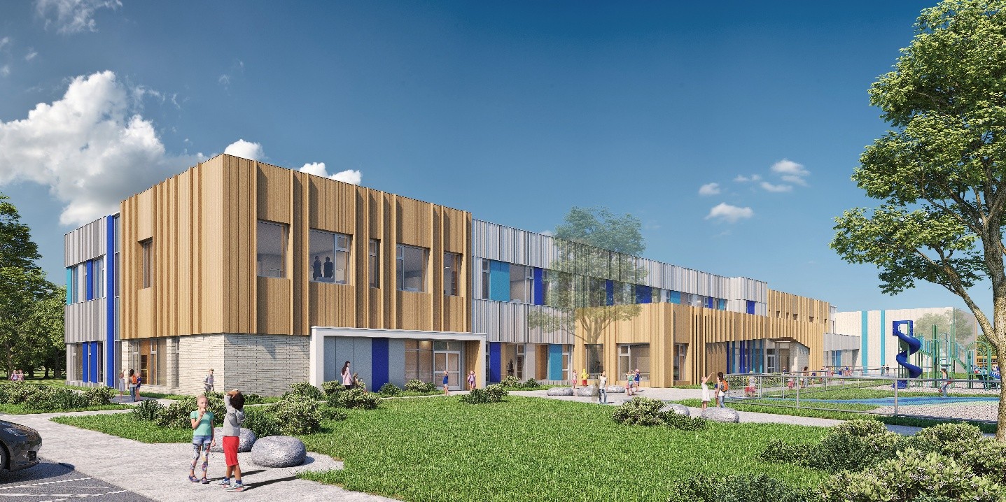 La future école prévue à Sainte-Julienne. (Photo gracieuseté - Visuel: B+B architecture et UN architecture)
