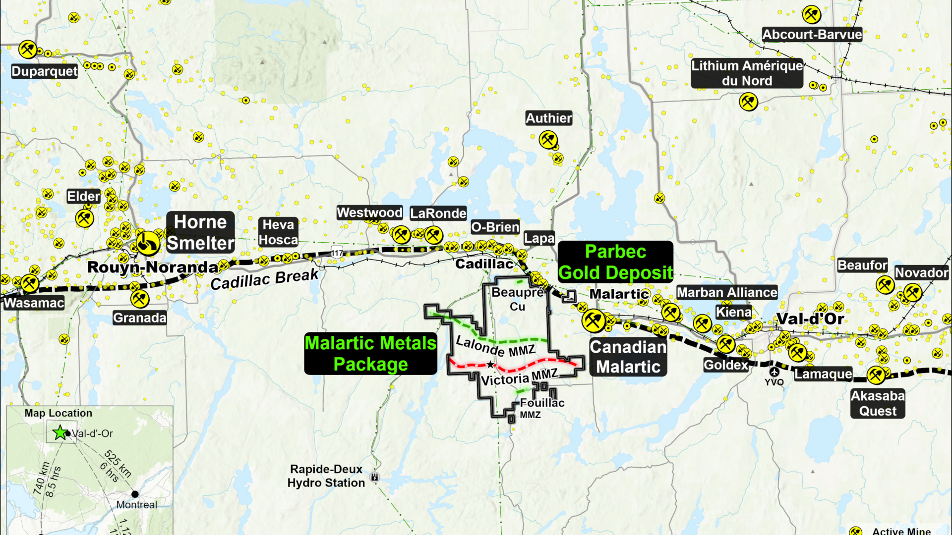Emplacement régional du package Malartic Metals.

Image gracieuseté.
