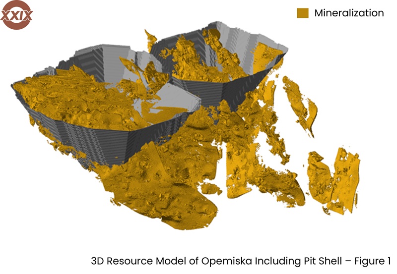 Modèle de ressources 3D d'Opemiska et coquille de fosse contraignante. 

Photo gracieuseté. 