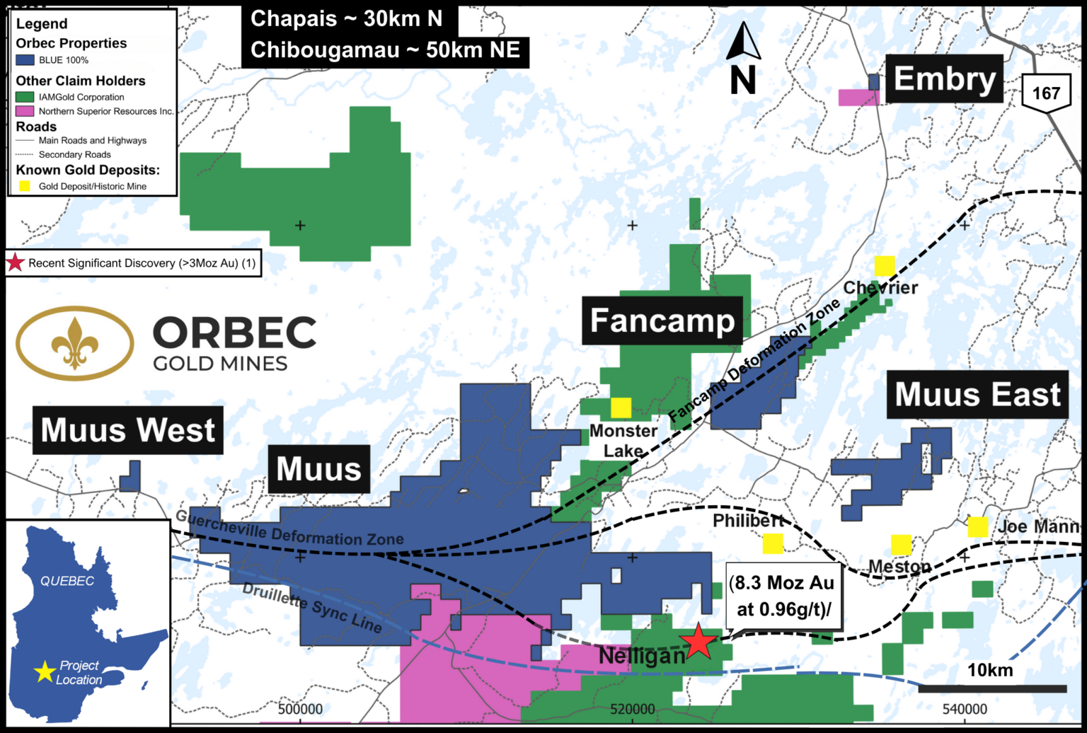 Emplacement des gisements d’Orbec. 

Image gracieuseté.