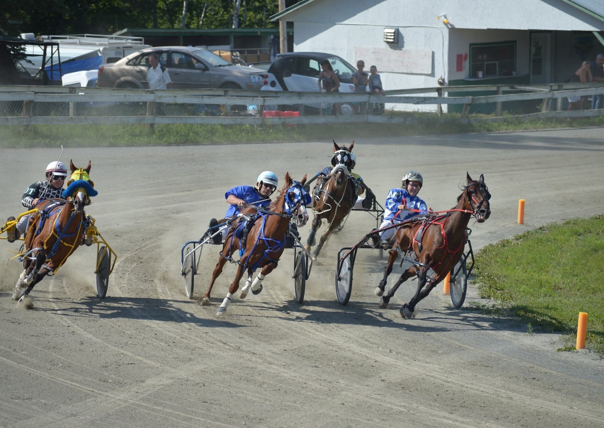Des conducteurs s'élancent sur la piste avec leur cheval. Des conducteurs s'élancent sur la piste avec leur cheval. Des conducteurs s'élancent sur la piste avec leur cheval.Des conducteurs s'élancent sur la piste avec leur cheval. Photo gracieuseté Denis Marcotte