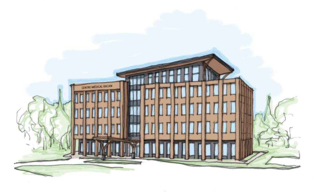 Une simulation de la future clinique. Sujette à être modifiée puisque les plans finaux n’ont pas été encore approuvés par la Ville de Mont-Tremblant. /  Photo NEUF Architectes et Première Construction.