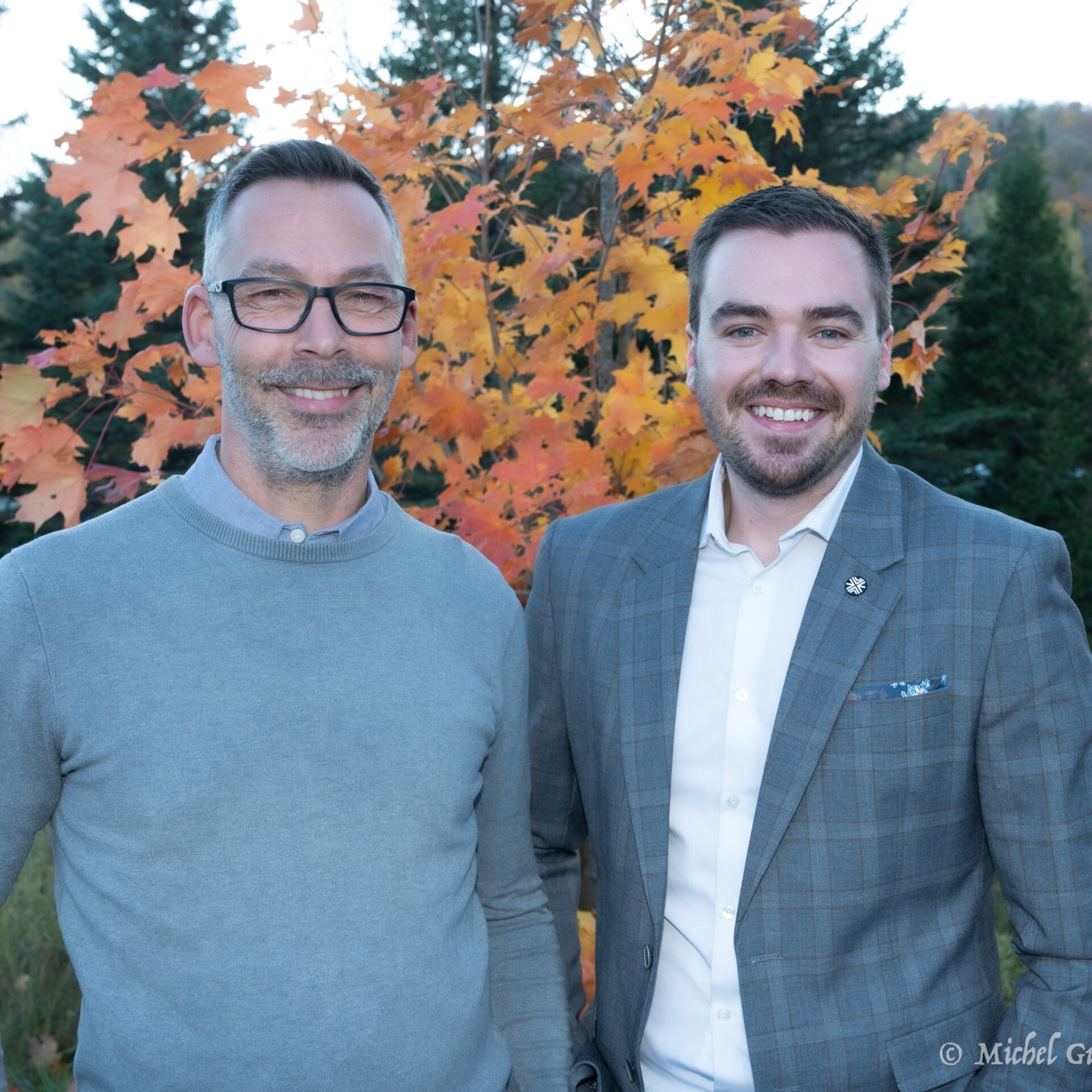 Alain Tanguay (à gauche), directeur général du Parc régional Sainte-Agathe-des-Monts et Alexandre Girard-Duchaine, directeur général de la Chambre de Commerce du Cœur des Laurentides. 

(Photo Michel Guertin) 