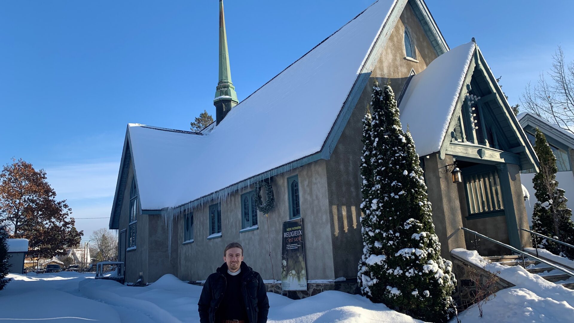 Benjamin Stuchbery, révérend de l’église Trinity de Sainte-Agathe. Photo Médialo – Emmanuelle M.-Verschaeve 