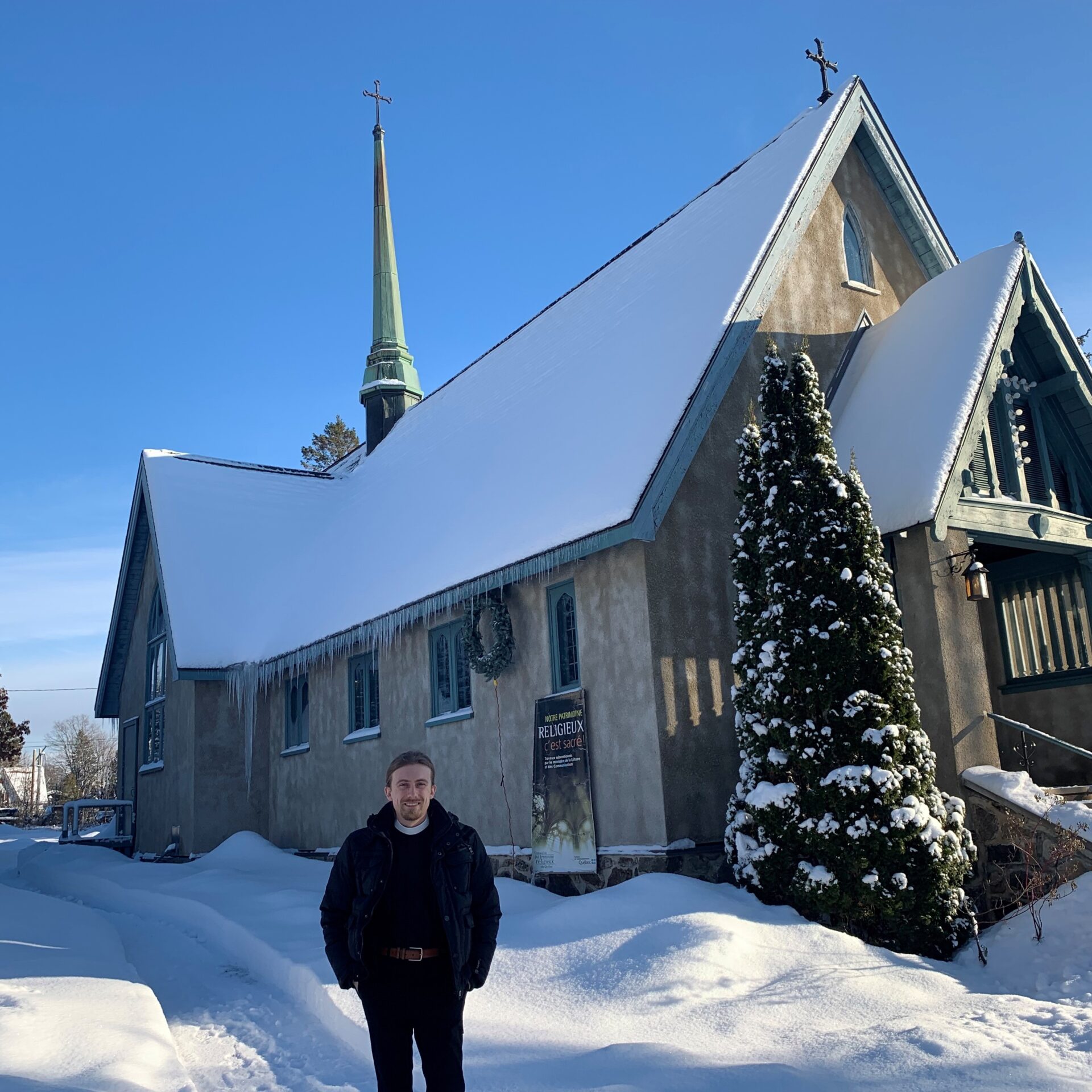 Benjamin Stuchbery, révérend de l’église Trinity de Sainte-Agathe. Photo Médialo – Emmanuelle M.-Verschaeve 