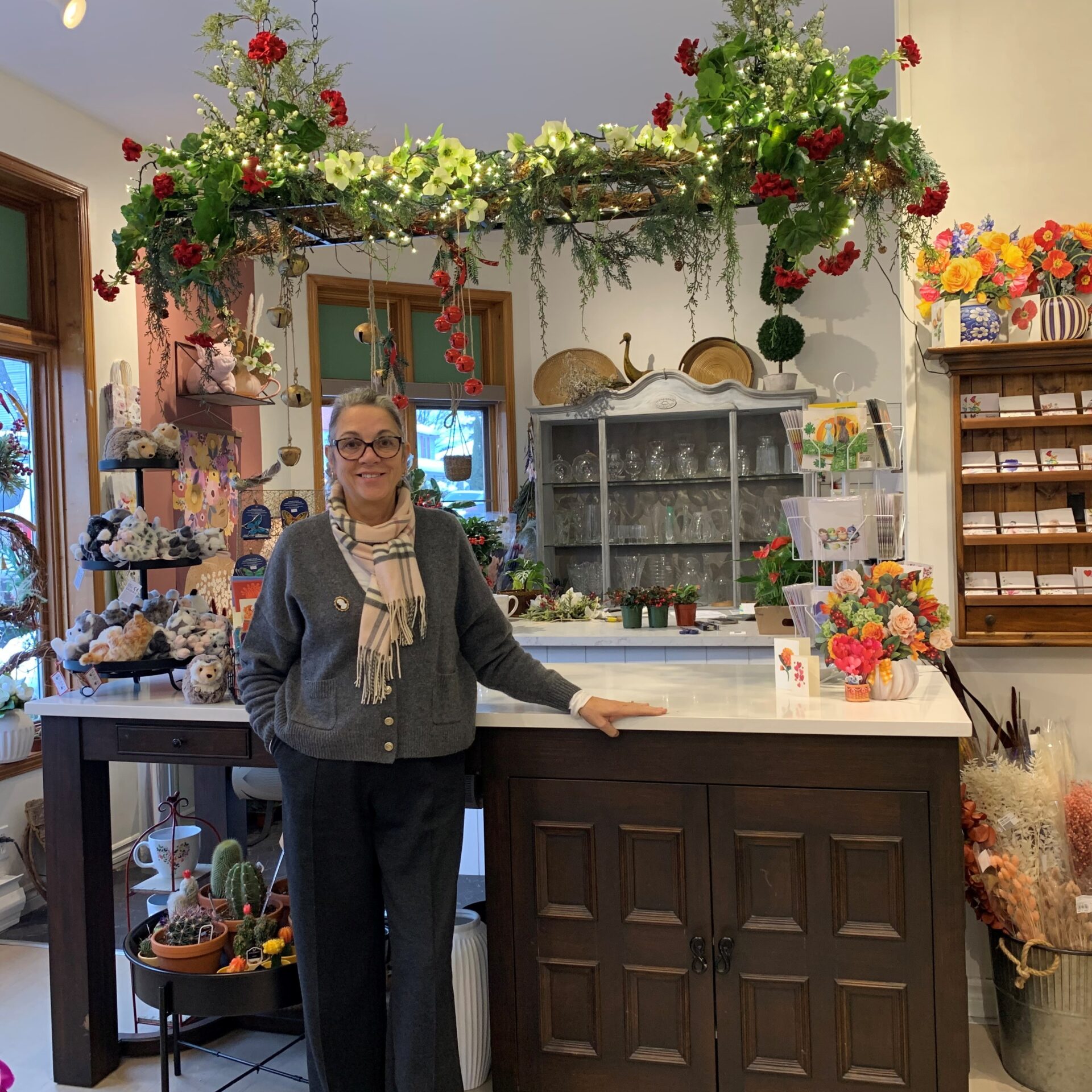 Patricia Lalonde, propriétaire de Fleuriste Majorie au Village des Monts à Sainte-Agathe. Photo Médialo - Emmanuelle Mozayan-Verschaeve
