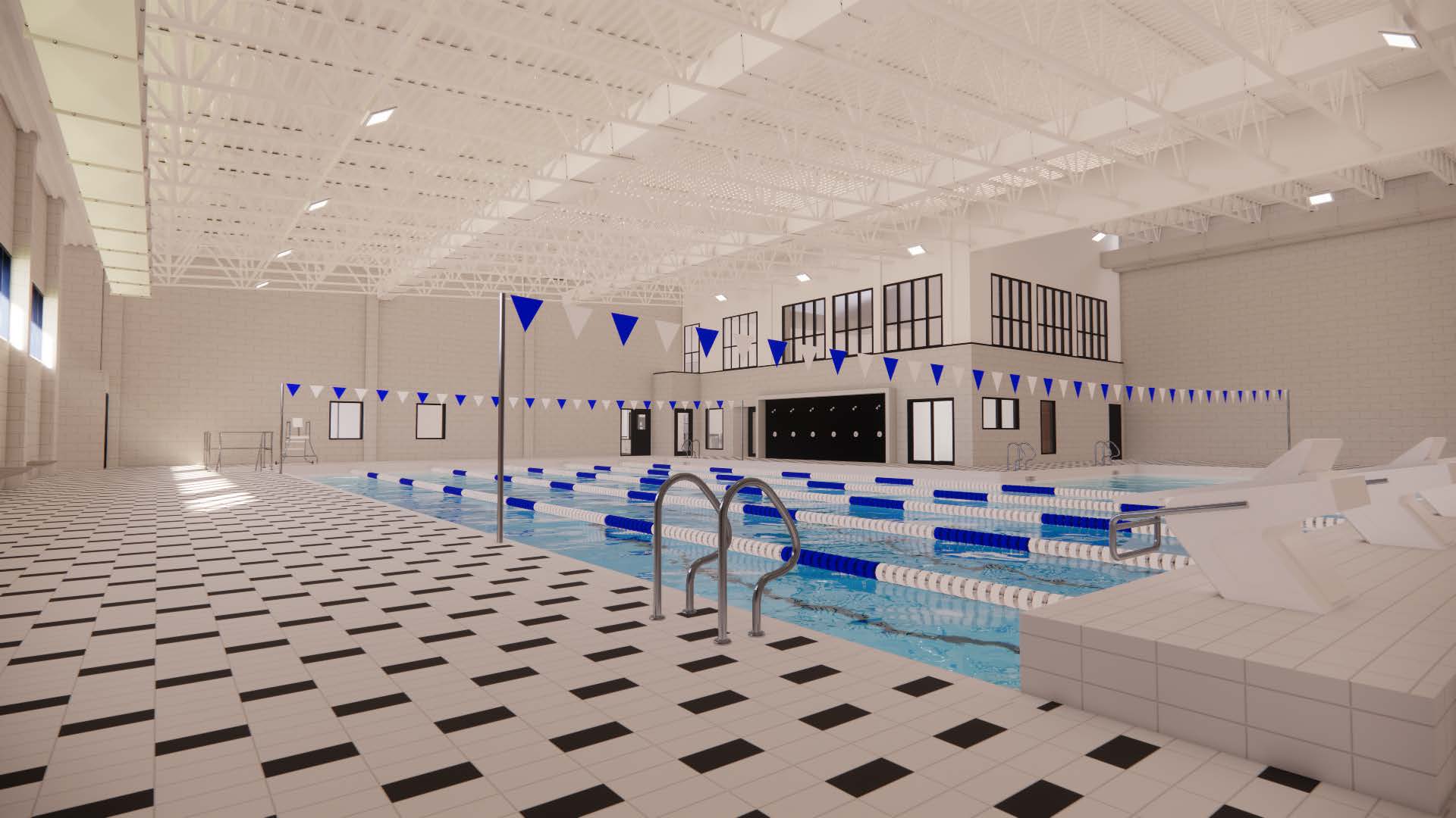 Rendu architectural de la phase 2 du centre sportif Damien-Hétu présentés par Riopel + associés architectes. Photo Images Riopel + associés architectes 