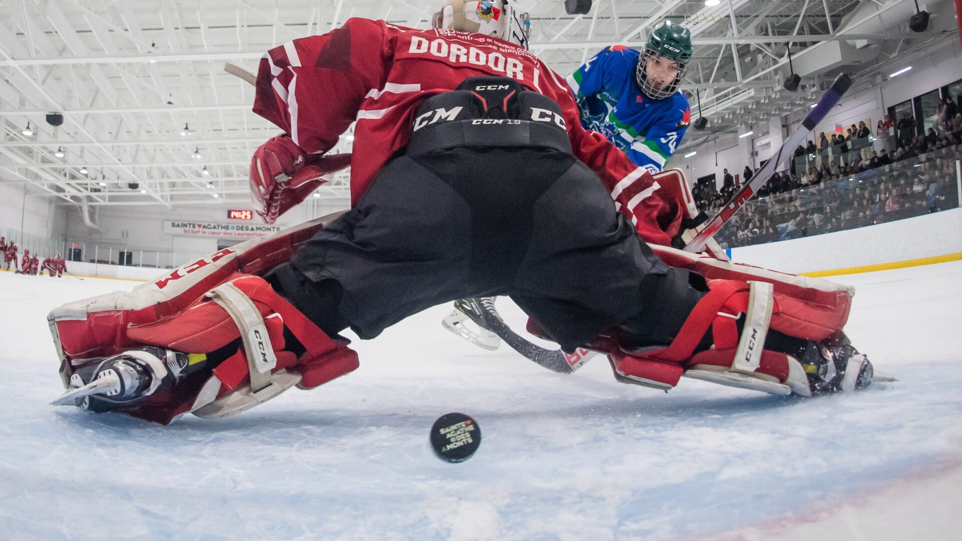 Charles Cabelguen marque contre le gardien de Briançon (France). Photo Vincent Ethier 

 