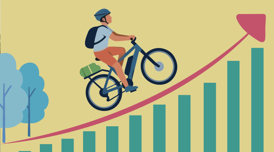 Prenons la route... à vélo. Illustration Médialo