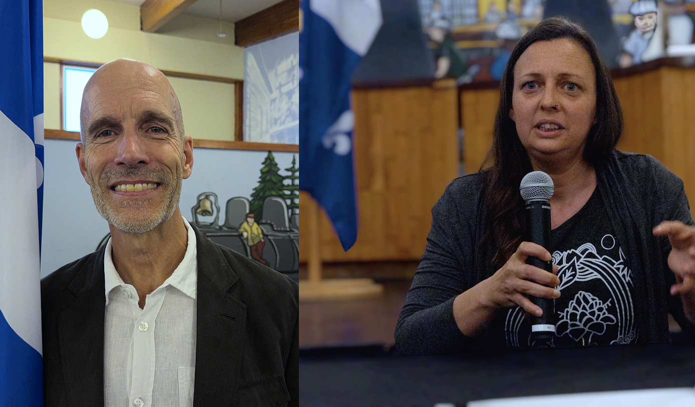 Pierre Boutin et Natacha Alarie, respectivement du parti Présence Québec et de Démocratie Directe. (Photo Médialo - Ronald McGregor)