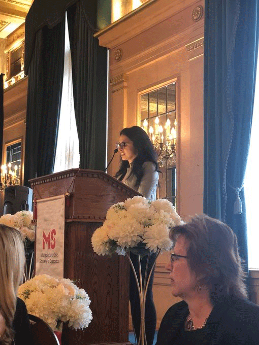 Heidi giving a talk at the MS WAMS conference.