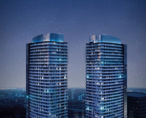 Cosmos Condos Night Exterior