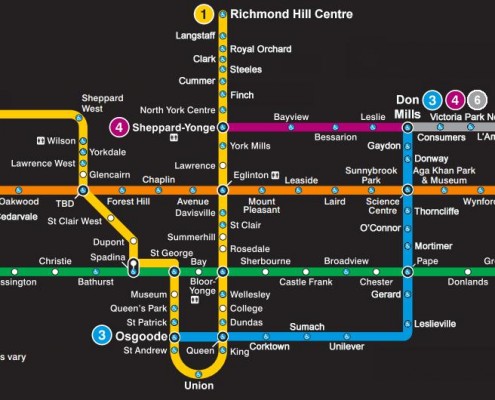 Map of what the TTC Subway map might look like in 2035