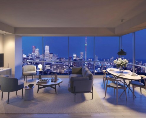View from inside a suite at Blue Diamond Condos