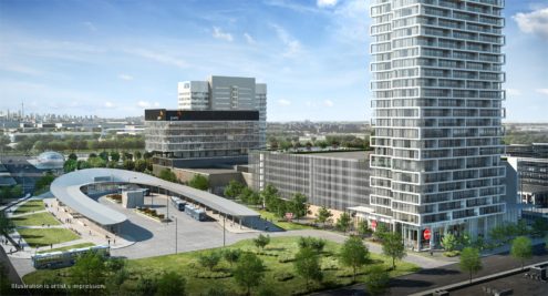 Transit City Condos adjecant to the bus terminal