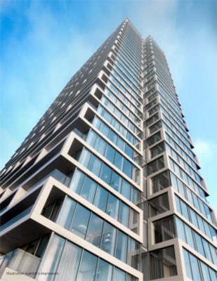 Looking up at Transit City Condos