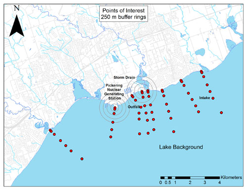 Lake Ontario Waterfront nearshore monitoring points of interest