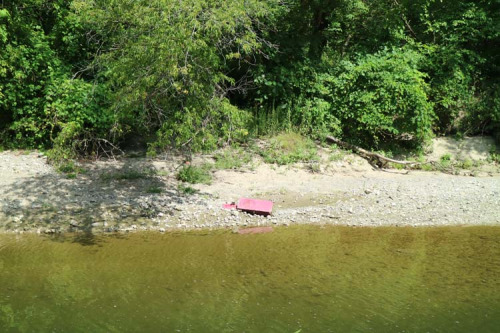 Litter along Highland Creek