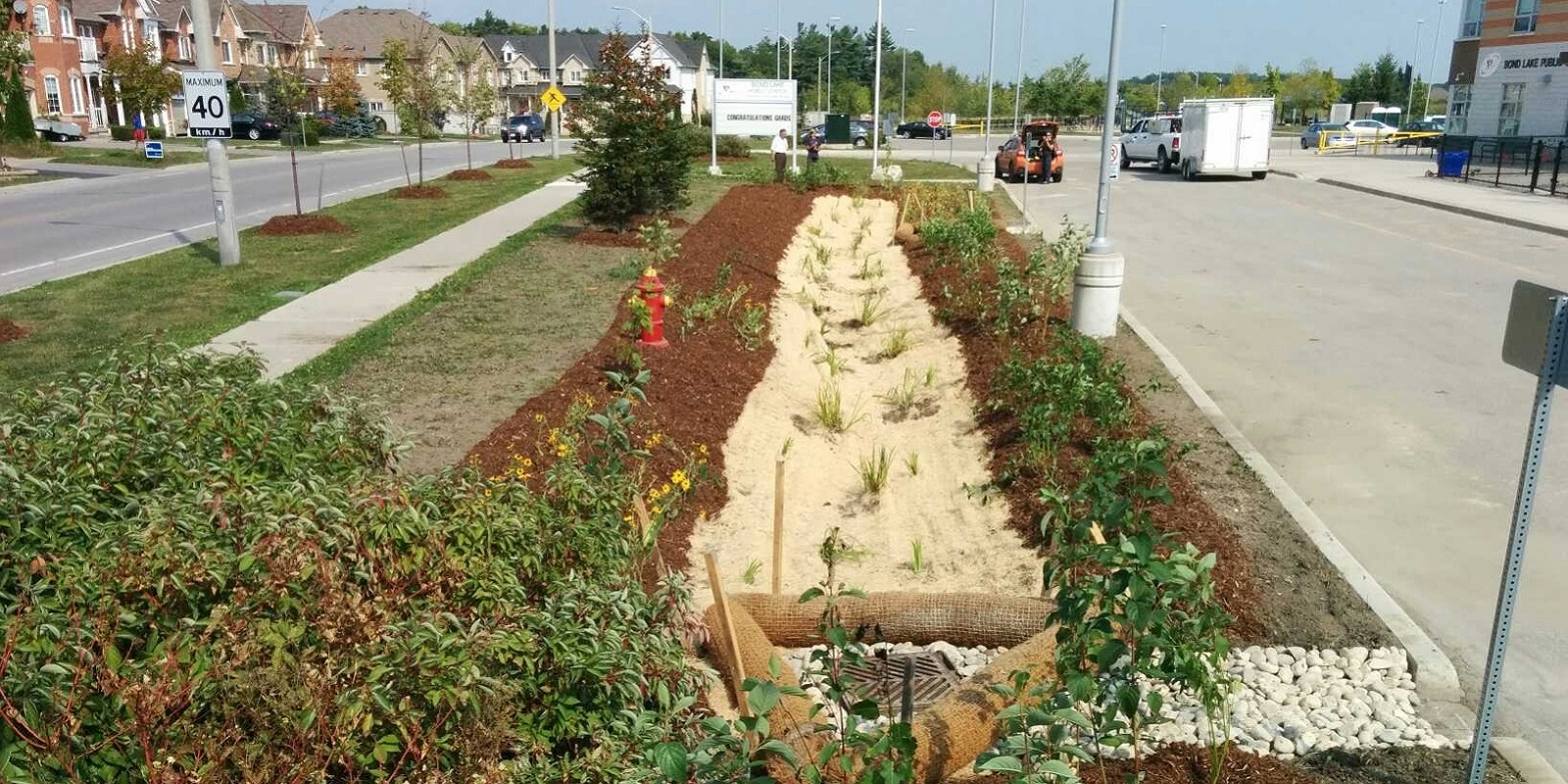 Bond Lake Public School bioswale site during construction