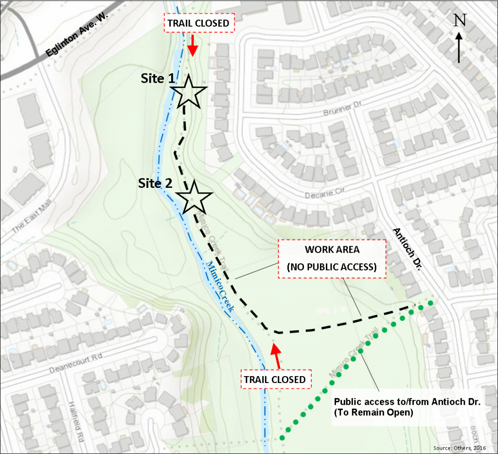 Trail Closure Locations Around Work Site