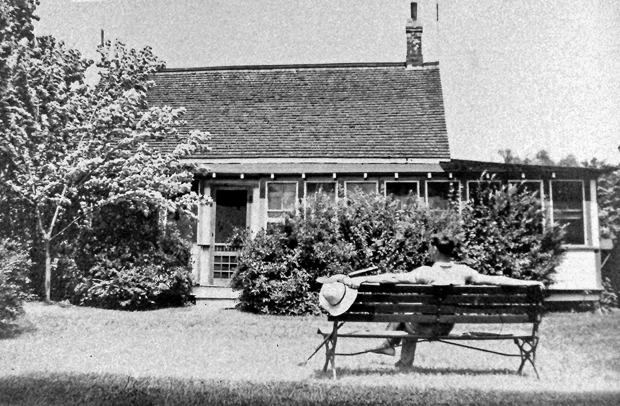 archival photograph of Charles Sauriol at his cottage
