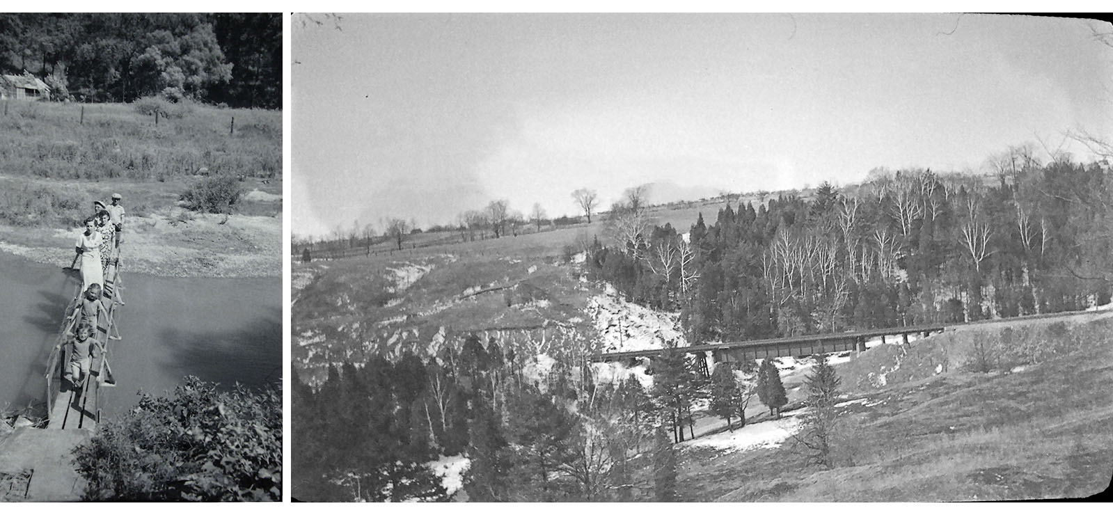 archival photographs of bridges across the Don River