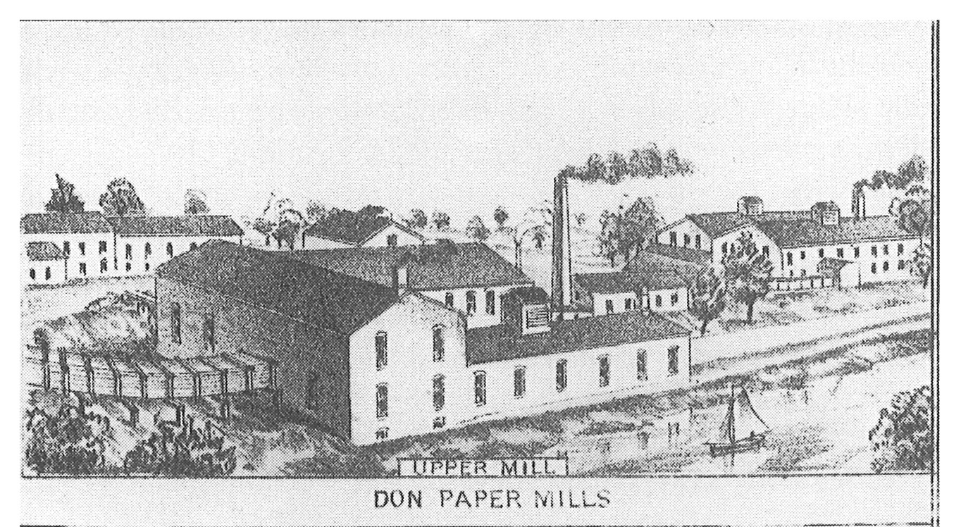 archival illustration of the Upper Mill at the Forks of the Don