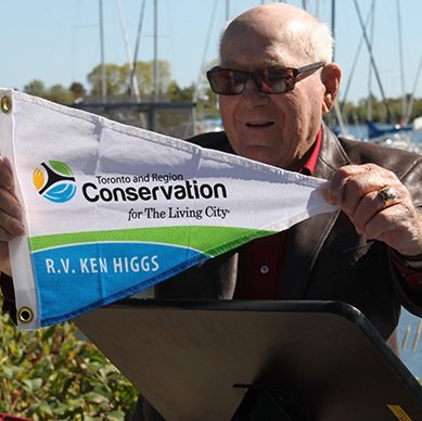 Ken Higgs at christening of new TRCA research vessel