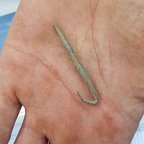 native copper fishing hook