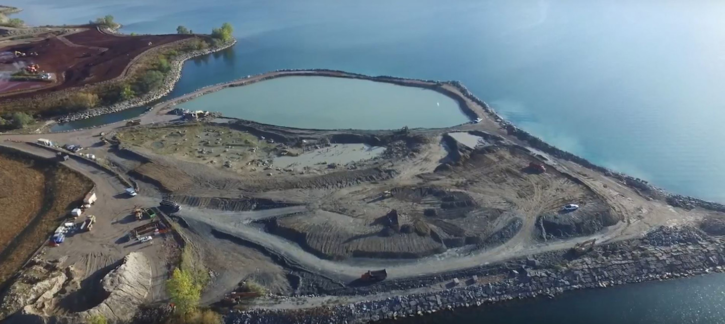 aerial view of Lakeview Waterfront Project work in progress