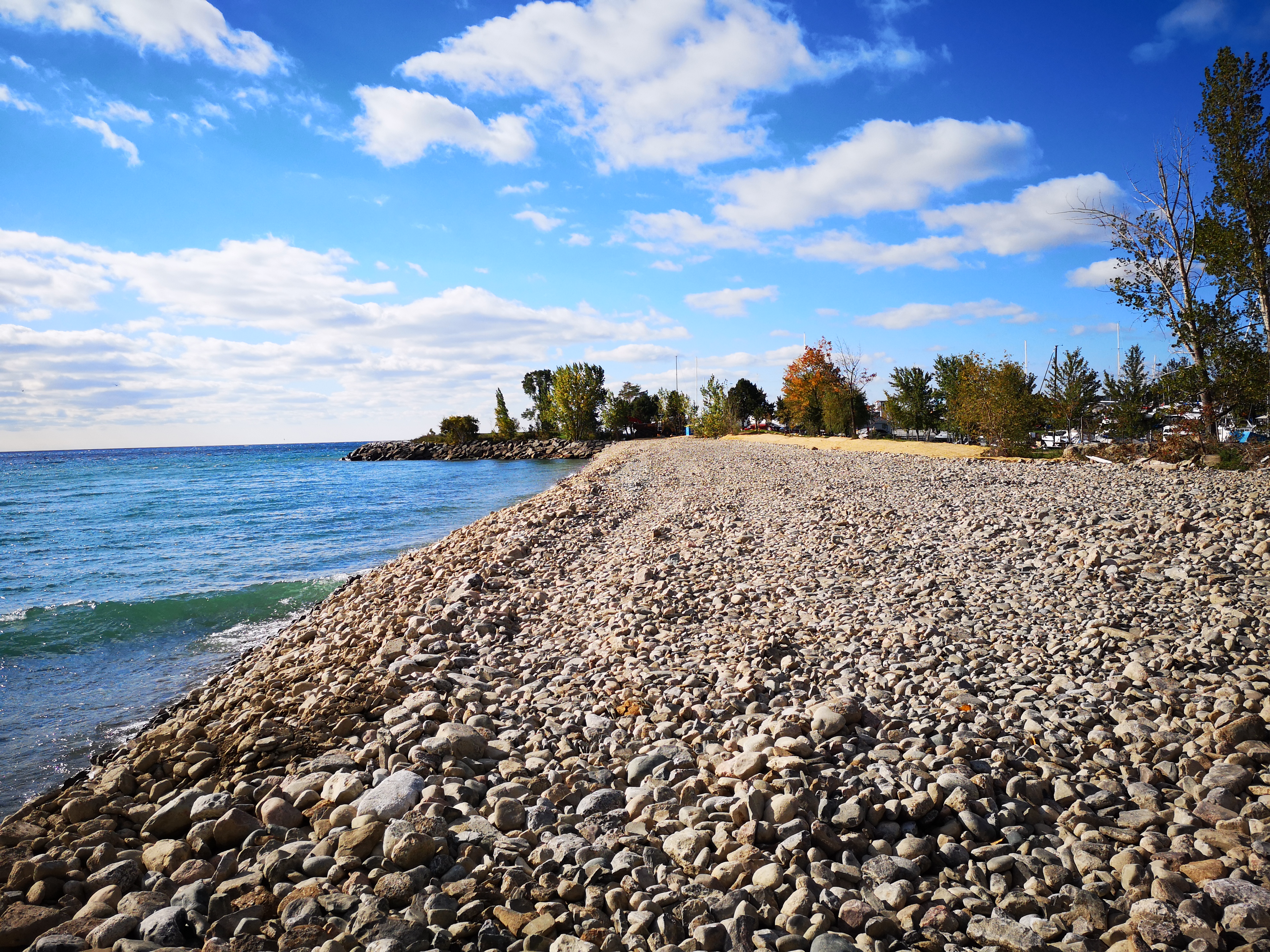 Completed cobble beach structure at near Bluffer's Park Marina. Source: TRCA, 2018