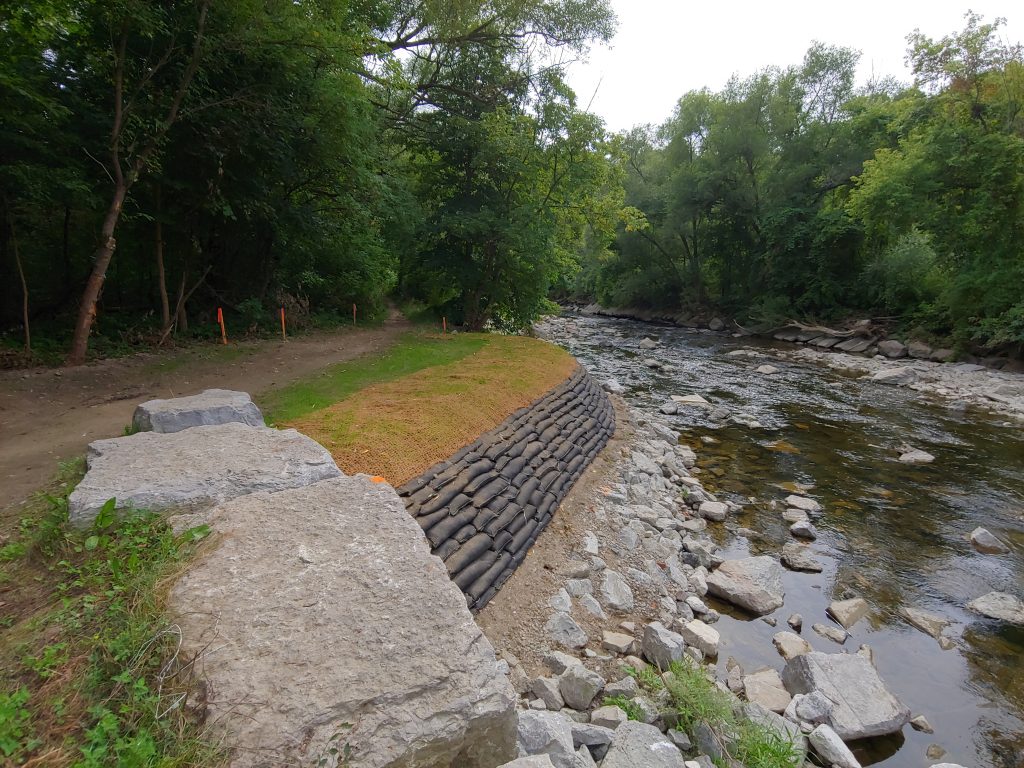 Completed Flex-MSE wall at downstream end of site
