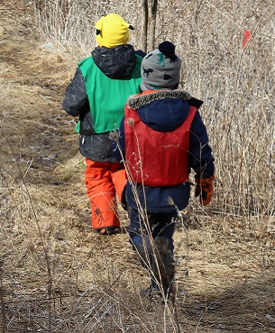 boys explore winter trail at Claremont Nature Centre