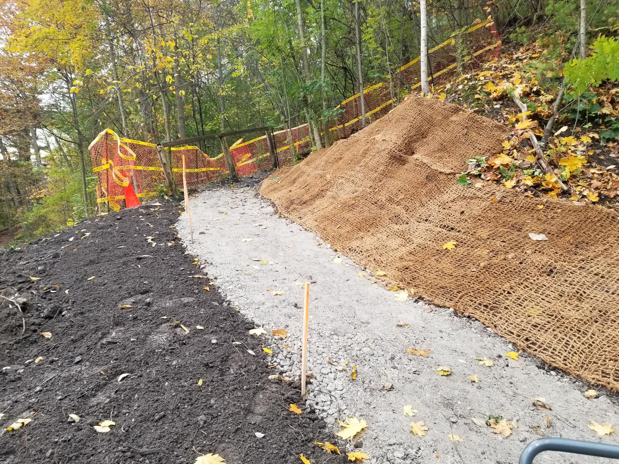 Restored pedestrian trail located along the west bank of Yellow Creek below Summerhill Gardens. Source: TRCA, 2019.