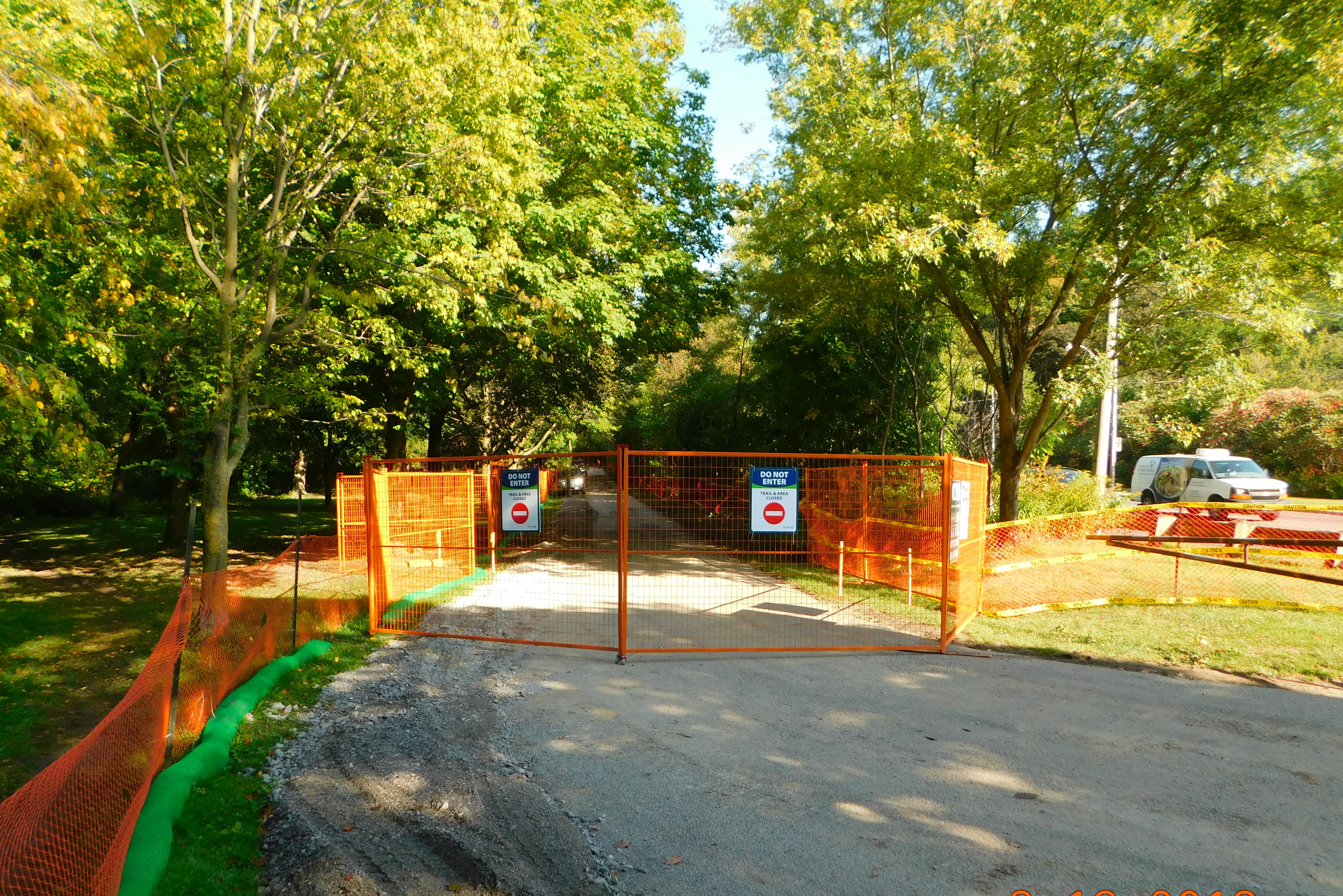 Perimeter fencing installed at the entrance of the Yellow Creek Emergency Works site. Source: TRCA, 2019.