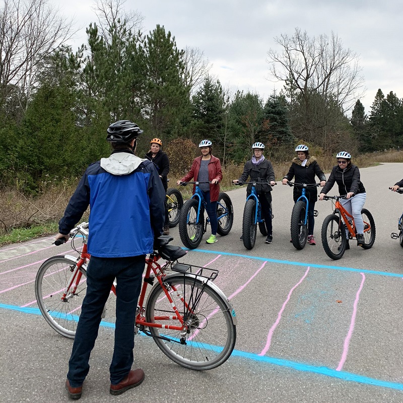 teachers on bikes participate in Peel EcoSchools professional development workshop