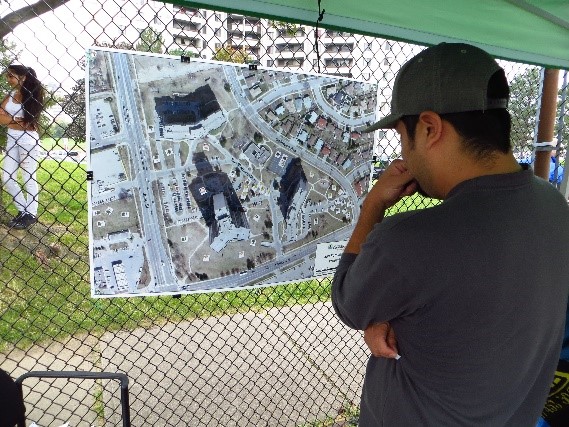 community members participate in Black Creek SNAP pop-up park event for the San Romanoway Towers revival project in 2013