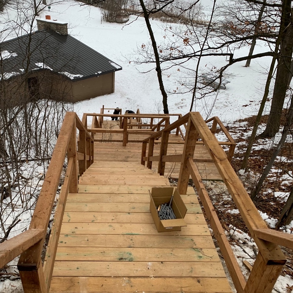 rebuilt staircase at Heart Lake Conservation Park